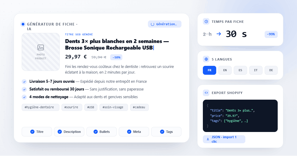 Come generare automaticamente una scheda prodotto Shopify: la guida completa 2026